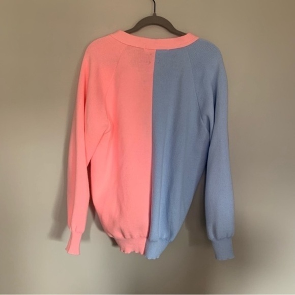Comme des Garçons GIRL x Lochaven of Scotland Cardigan Colorblock Pink Blue - Picture 4 of 7